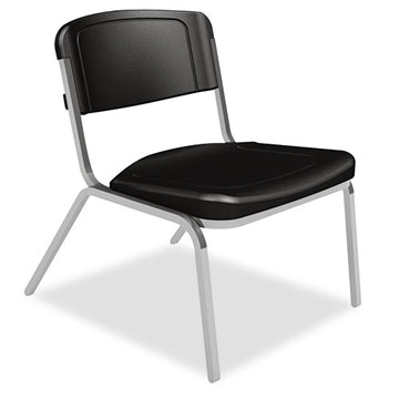 Iceberg Rough N Ready Wide-format Big And Tall Stack Chair, Supports Up To 500 Lb, Black Seat-back, Silver Base, 4-carton freeshipping - TVN Wholesale